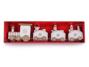 Festlicher Miniatur-Weihnachtszug aus Holz - Klassische Tisch- und Kranzdekoration