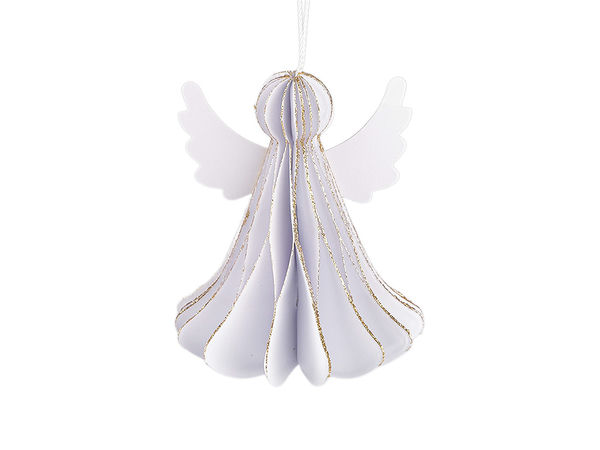 Faltbarer Engel aus 3D-Wabenpapier - 7 cm Deko-Figur zum Aufhängen und Hinstellen