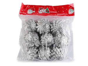 Silber-Metallic Weihnachtsanhänger aus echten Tannenzapfen - Festliche Hängedekoration für Weihnachtsbaum, Kränze und Vasen