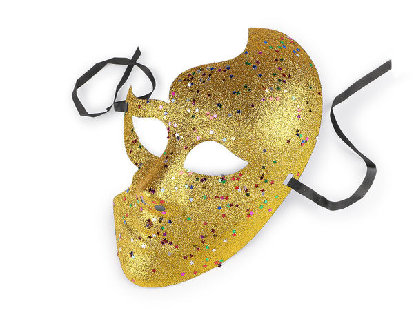 Elegante venezianische Augenmaske für Maskenbälle - Glitzernde Partymaske mit Sternenpailletten und Satin-Bindeband