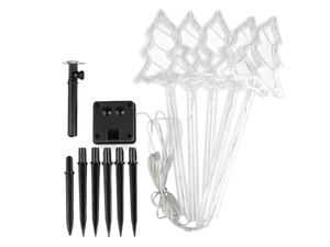 Solar-Weihnachts-Wegeleuchten - Transparente Gartenstecker mit Schneeflocken-, Stern- und Tannenbaummotiven
