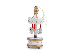 Miniatur-Weihnachtskarussell Anhänger aus Holz – Vintage-Christbaumschmuck, 6er-Set