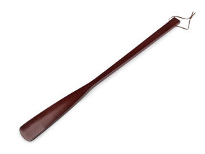 Premium langer Holz-Schuhlöffel mit Aufhängeschlaufe - Ergonomischer Schuhanzieher aus lackiertem Holz