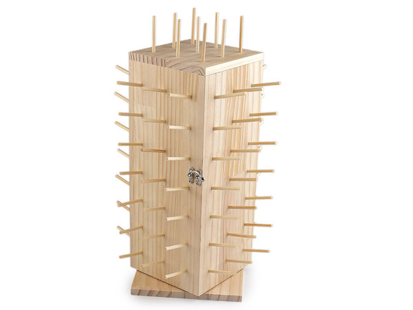 Drehbarer Garnrollenhalter aus Holz mit integrierter Aufbewahrung (Für 93 Spulen, 44 cm) - Natur hell