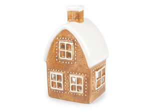Keramik-Teelichthalter im Lebkuchenhaus- und Kirchendesign für Weihnachten