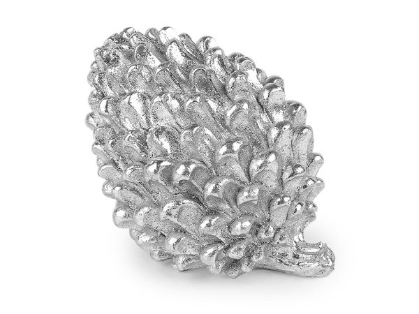 Großer dekorativer Tannenzapfen in Silber-Metallic - Festlicher Blickfang für die Winter- und Weihnachtszeit