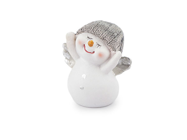 Elegante Schneemann-Figur mit Flügeln und Metallic-Details - Bastelzubehör für Weihnachtskränze & Wintergestecke