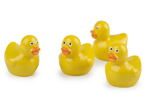 Gelbe Miniatur-Osterdeko-Ente für Bastelprojekte, Frühlingsgestecke und Kränze