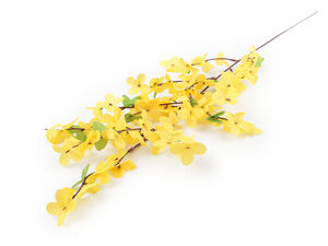 Premium künstlicher Forsythienzweig - Naturgetreuer Kunstblumen-Stiel (Goldglöckchen) mit biegbarem Draht für Kränze, Blumengestecke und Ikebana