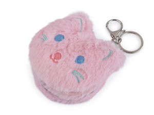 Süßer Plüsch-Katzen-Taschenspiegel & Handtaschenanhänger - Doppel-Kosmetikspiegel mit Schlüsselring und Karabiner