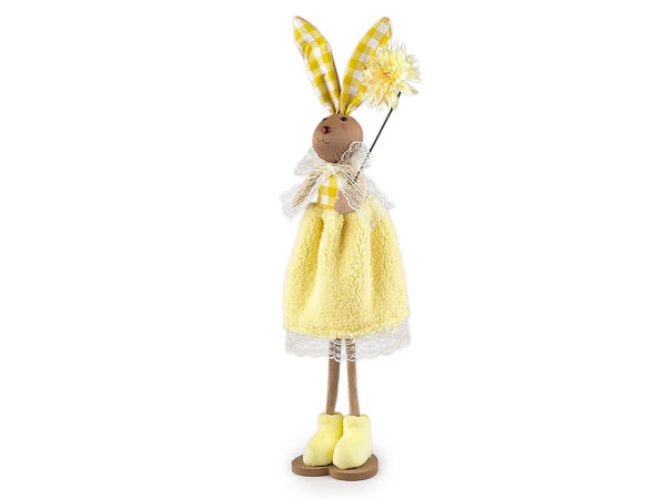Plüsch-Osterhase mit Blume - Deko-Figur für Frühling & Ostern