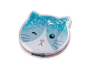 Kosmetikspiegel mit flüssigem Glitzer, Katze