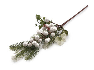 Künstlicher Nadelholzzweig mit Beeren - Biegsamer Deko-Tannenzweig für Weihnachtsdekoration & Basteln