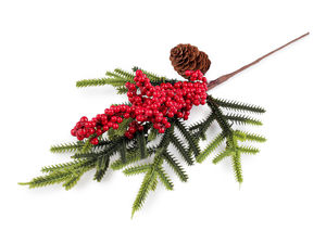 Biegsamer künstlicher Nadelzweig mit Beeren – Festlicher Weihnachtszweig für Kränze & Girlanden