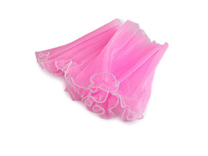 Plissierter Organza / Blumenmanschette mit Perlen, Breite 28 cm