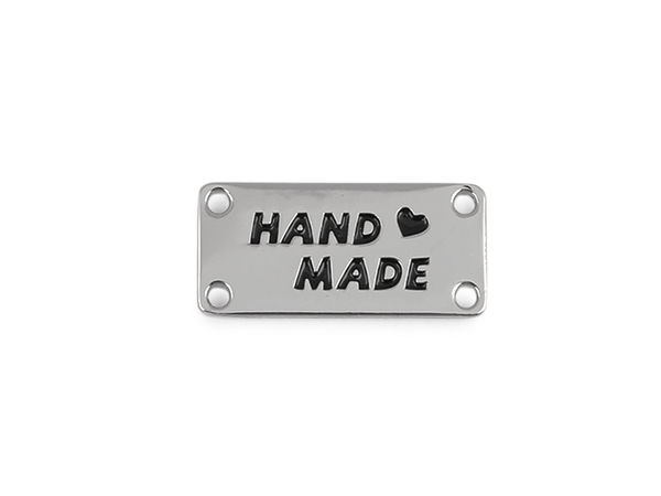 Premium Metall-Labels zum Aufnähen „Handmade“ für Taschen, Geldbörsen und Strickwaren