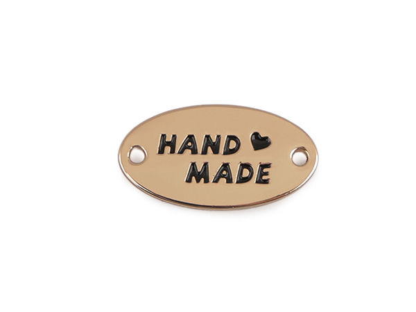 Premium Metall-Labels zum Aufnähen „Handmade“ für Taschen, Geldbörsen und Strickwaren