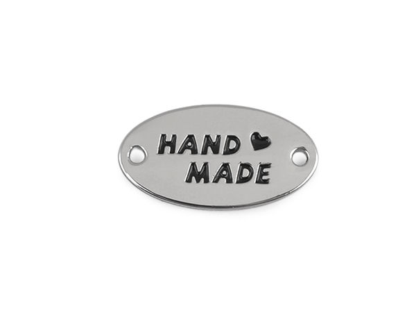 Premium Metall-Labels zum Aufnähen „Handmade“ für Taschen, Geldbörsen und Strickwaren