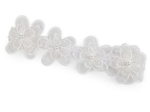 Elegantes Hochzeitsstrumpfband aus floraler Spitze in Off-White - Braut-Accessoire und Erinnerungsstück
