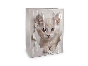 Elegante Geschenktüte mit Katzenmotiv und Metallic-Akzenten (18 x 23 cm) - Matte Premium-Papiertasche mit gedrehten Kordelgriffen