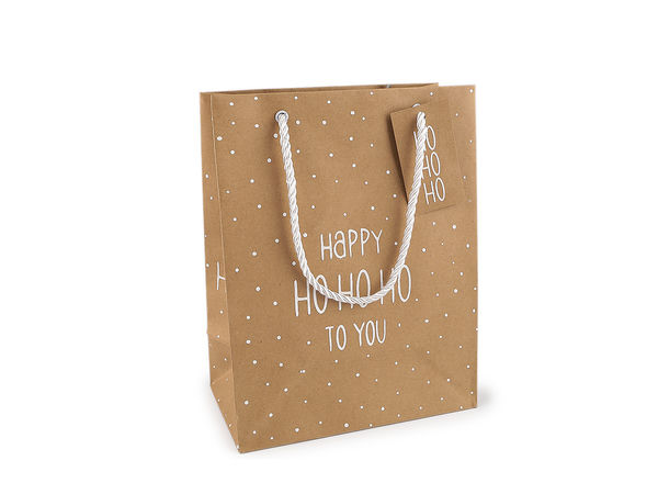 Natur-Weihnachtsgeschenkbeutel 18 x 23 cm – Festliche Geschenksäckchen mit beidseitigem Druck in Wildleder-Haptik