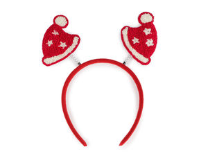 Festlicher Weihnachts-Haarreif mit wippenden Feder-Motiven – Schneeflocken-, Mützen- & Lebkuchen-Design für Feiertage & Partys