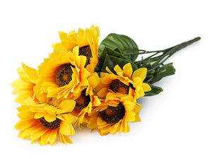 Leuchtender Kunst-Sonnenblumenstrauß - Naturgetreues Kunstblumen-Arrangement für Wohn- und Eventdekoration