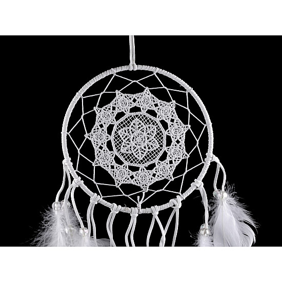 Dreamcatcher mit Spitze und Federn, 15 x 40 cm (Pack 3 Stück) - Weiß