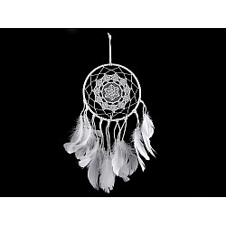 Dreamcatcher mit Spitze und Federn, 15 x 40 cm (Pack 3 Stück) - Weiß