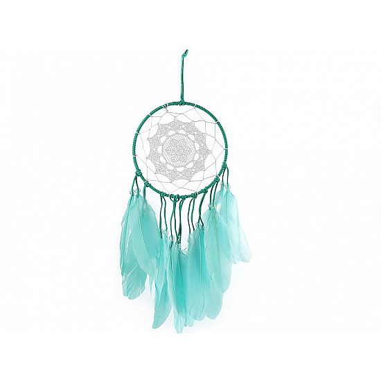 Dreamcatcher mit Spitze und Federn, 15 x 40 cm (Pack 3 Stück) - Mintgrün