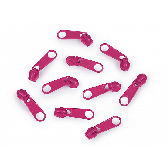 Spiralzipper-Cursor, 3 mm (Pack 10 Stück) - Rosa Carmin