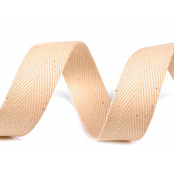 Heringbone-Baumwollband, 20 mm breit (50 m Roller) - Beige