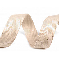 Heringbone-Baumwollband, 20 mm breit (50 m Rolle) - Licht beige