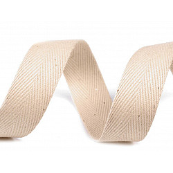 Heringbone-Baumwollband, 20 mm breit (50 m Rolle) - Licht beige