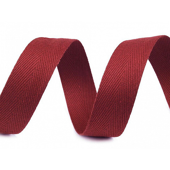 HERRINGBONE Baumwollband, Breite 20 mm (Rolle 50 m) - rotes Granat