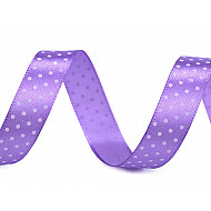 Satinband mit Punkten Breite 15 mm - lila violett, 22.5 ml.