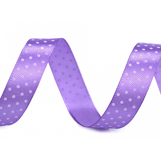 Satinband mit Punkten Breite 15 mm - lila violett, 22.5 ml.