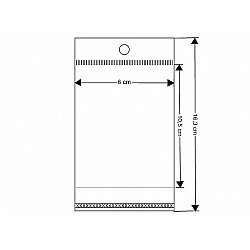 Cellophanbeutel mit Klebestreifen zum Aufhängen 6x10,5 cm (Packung 100 Stück)