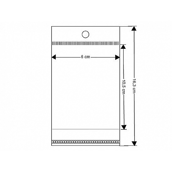 Cellophanbeutel mit Klebestreifen zum Aufhängen 6x10,5 cm (Packung 100 Stück)