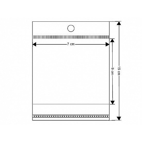 Cellophanbeutel mit Klebestreifen zum Aufhängen 7x9 cm (Packung 100 Stück)