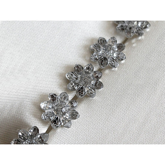 Knöpfe / Verzierung für Brautkleid geschliffene Blume, 15,2 mm, Crystal, 10 Stück