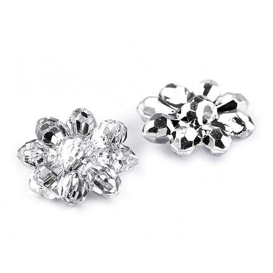 Knöpfe / Verzierung für Brautkleid geschliffene Blume,  15,2 mm, Crystal, 10 Stück