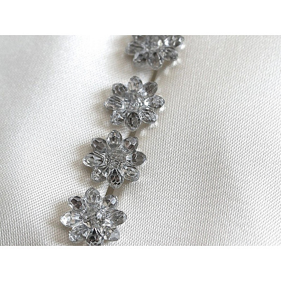 Knöpfe / Verzierung für Brautkleid geschliffene Blume,  15,2 mm, Crystal, 10 Stück