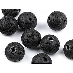 Mineral Perlen schwarze Lava Ø8 mm (Packung 24 Stück)