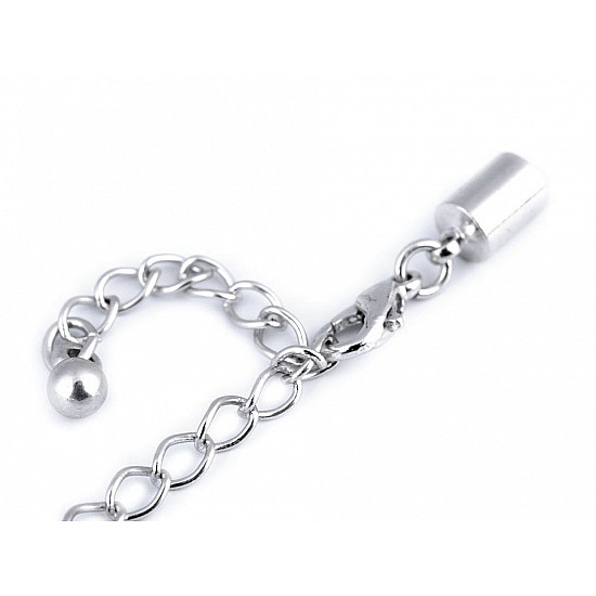 Karabiner mit Verlängerungskettchen und Endstücken, platine, 1 Set