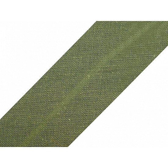 Schrägband Baumwolle Breite 30 mm gefalzt (karte 25 m) - khaki