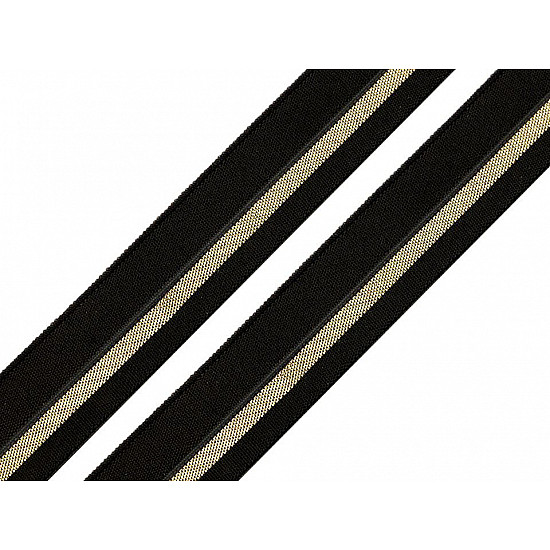 Elastische Vorspannung zu Meter, 20 mm breit - schwarz - golden