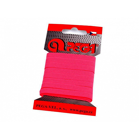 Elastic Lat Einfach, Breite 7 mm (Karte 5 m) - Pink - Neon