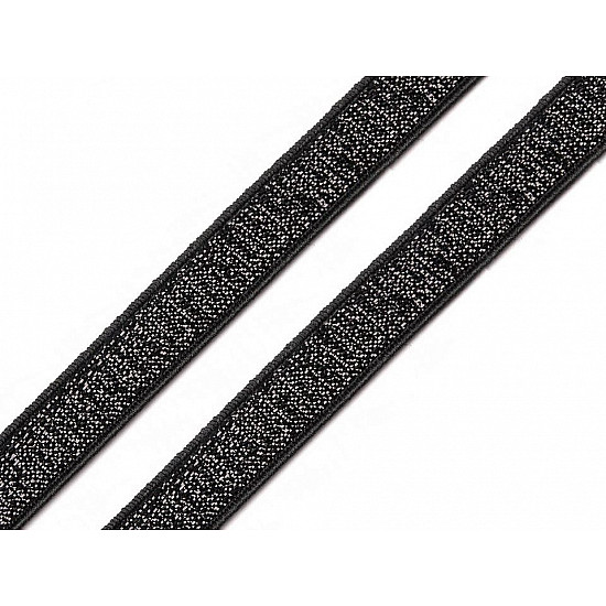 Elastische weiche Kleidungsstücke / Riemen mit Lurex bis Meter, Breite 10 mm - Schwarz