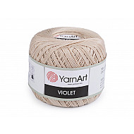 Häkelgarn aus Baumwolle Violet 50 g, hellbeige